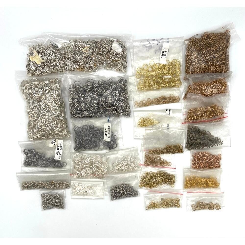 Assorted Jump Rings Jewelry Making Gold Tone Silver Tone Big Small 1 lb 15.5 oz